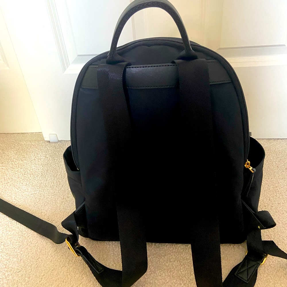 Tory Burch black with gold hardware Ella nylon backpack